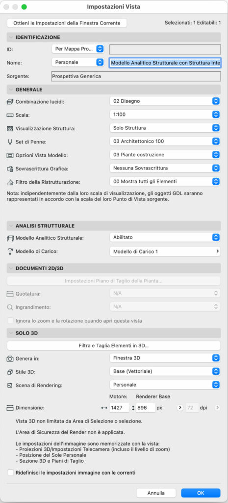 impostazioni vista modello archicad