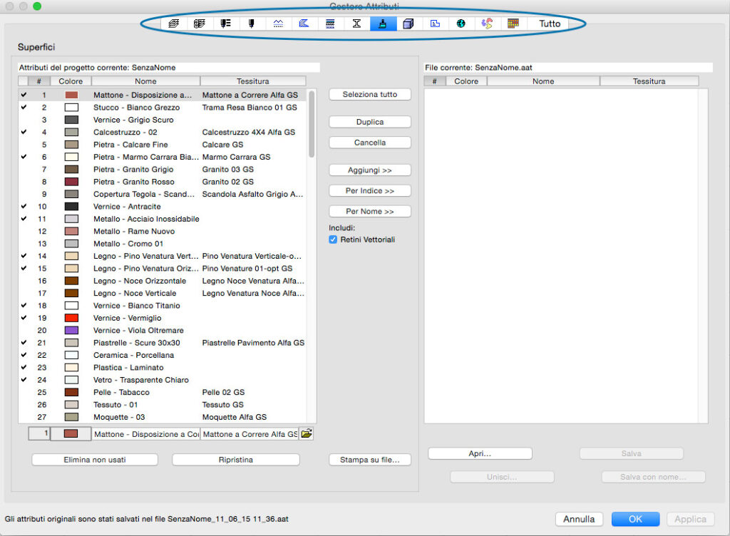 ArchiCAD gestore attributi