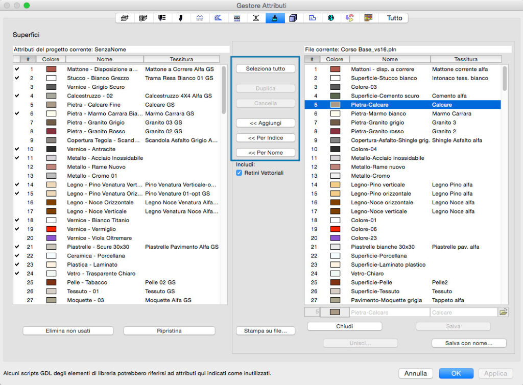 ArchiCAD gestore attributi