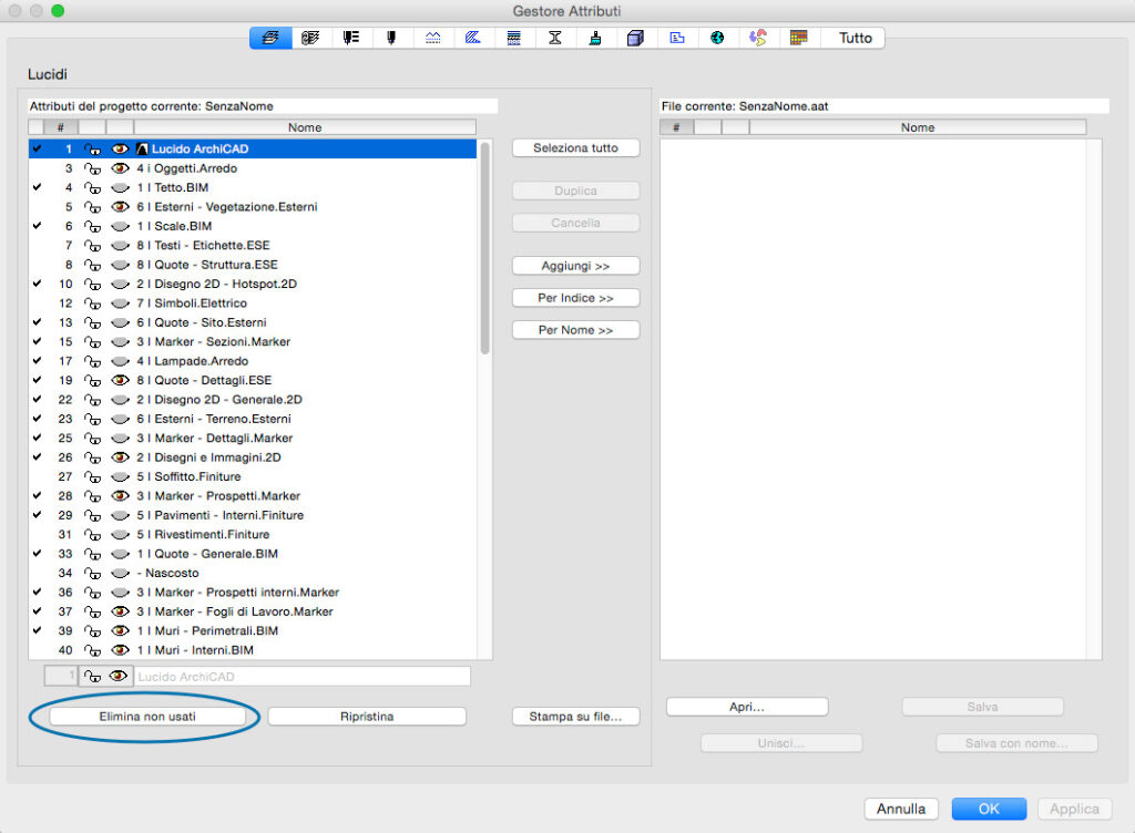 ArchiCAD gestore attributi