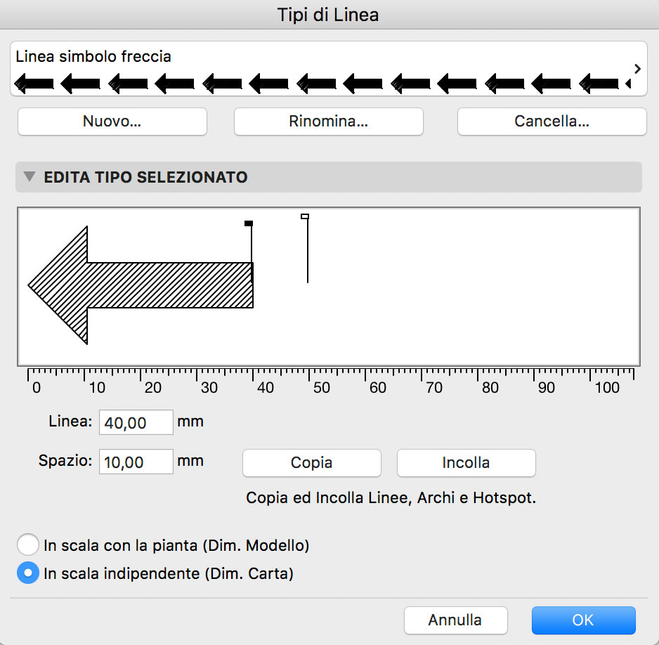 archicad Incolla componenti Linea