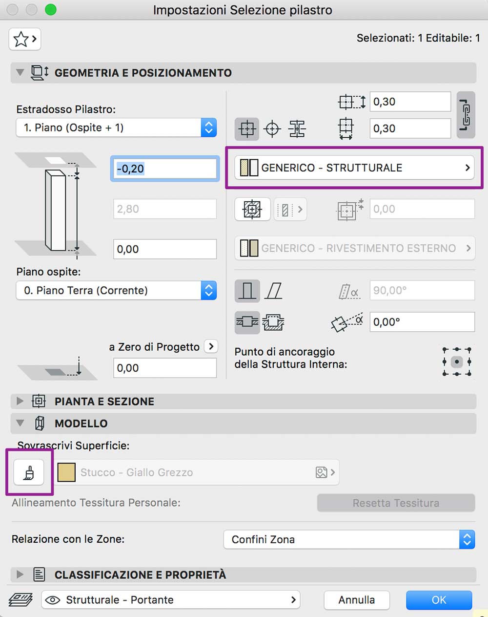 archicad pilastro