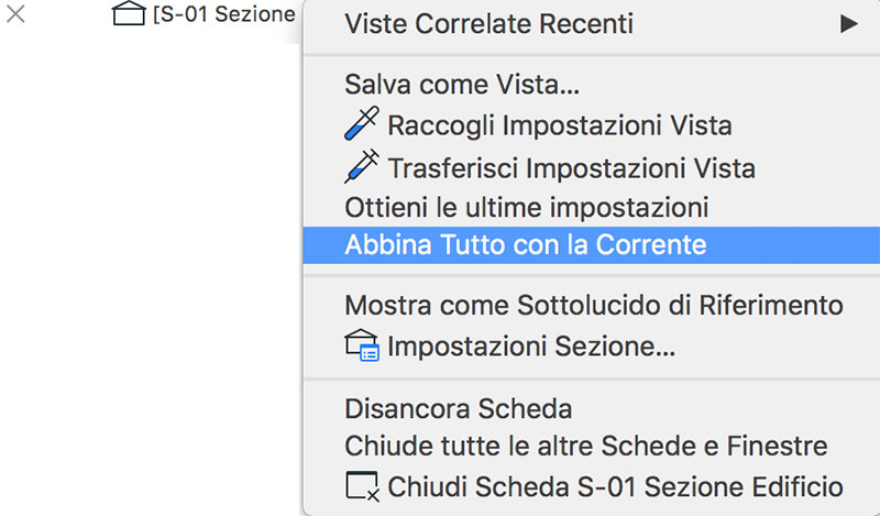 archicad impostazioni vista