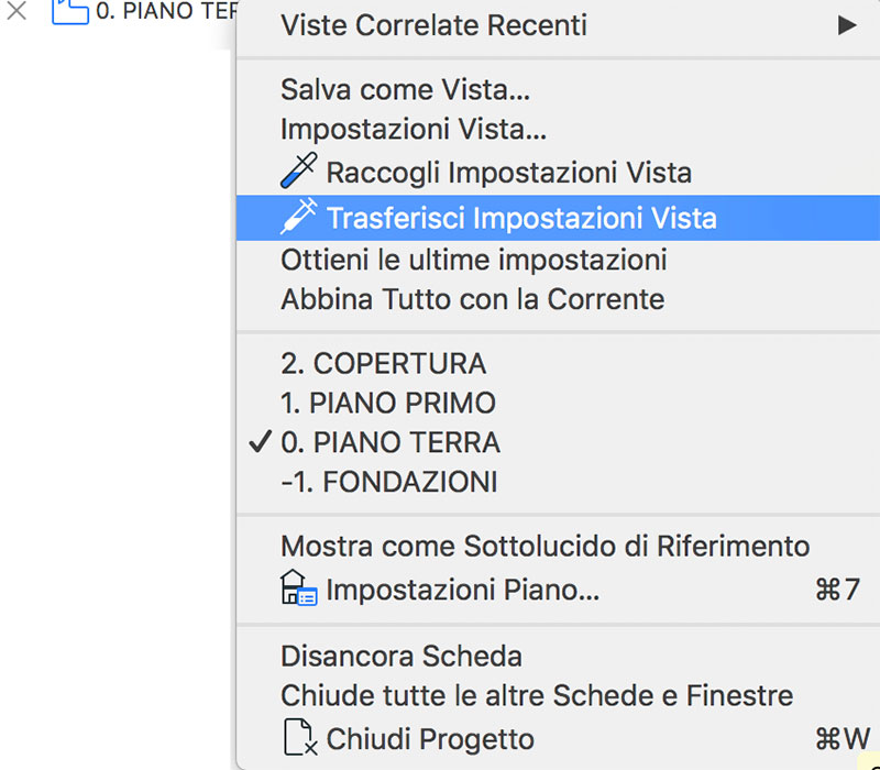 archicad trasferisci impostazioni