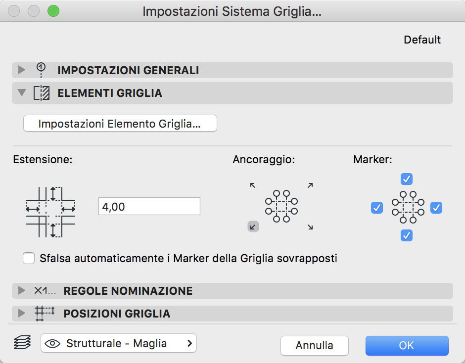 griglia pilastri archicad