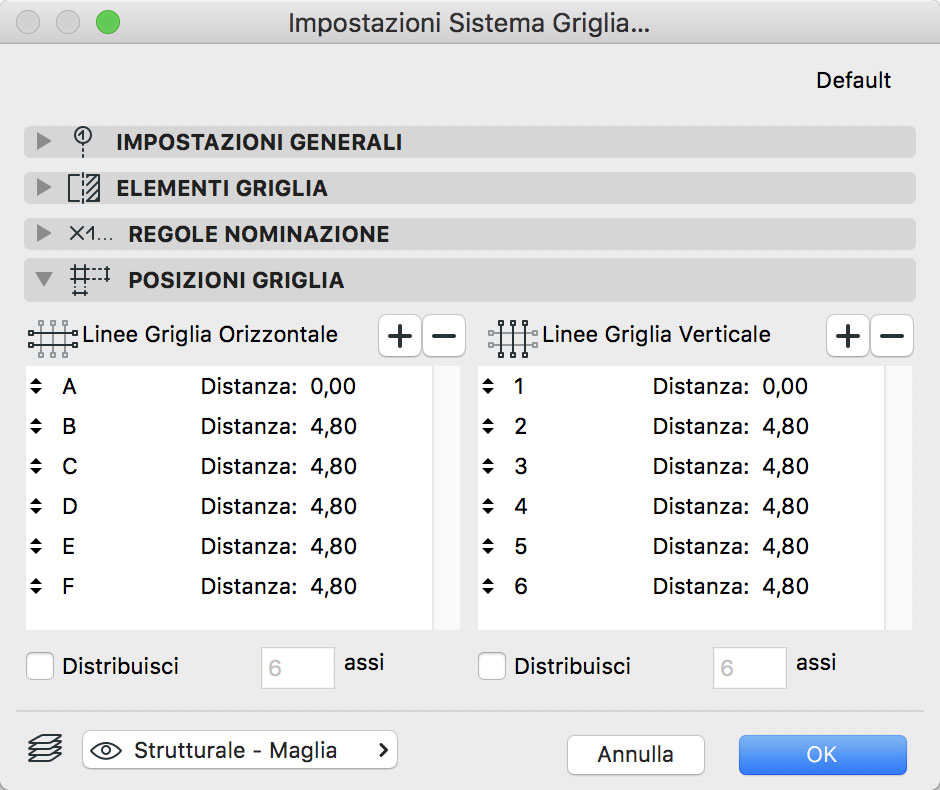 griglia pilastri archicad